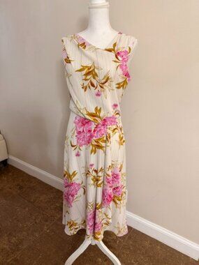 BUY 2+ GET 20%OFF, Donna Ricco New York Floral Midi Dress Size 10 Asymmetrical D